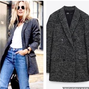 Zara Oversized Double Breasted Wool Blend Jacket